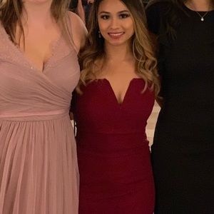 Lynne Burgundy Off-the-Shoulder Maxi Dress